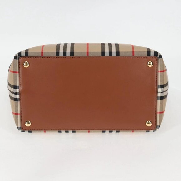 BURBERRY Nova Check Hand Bag Canvas 2way Beige Gold - Picture 8 of 16